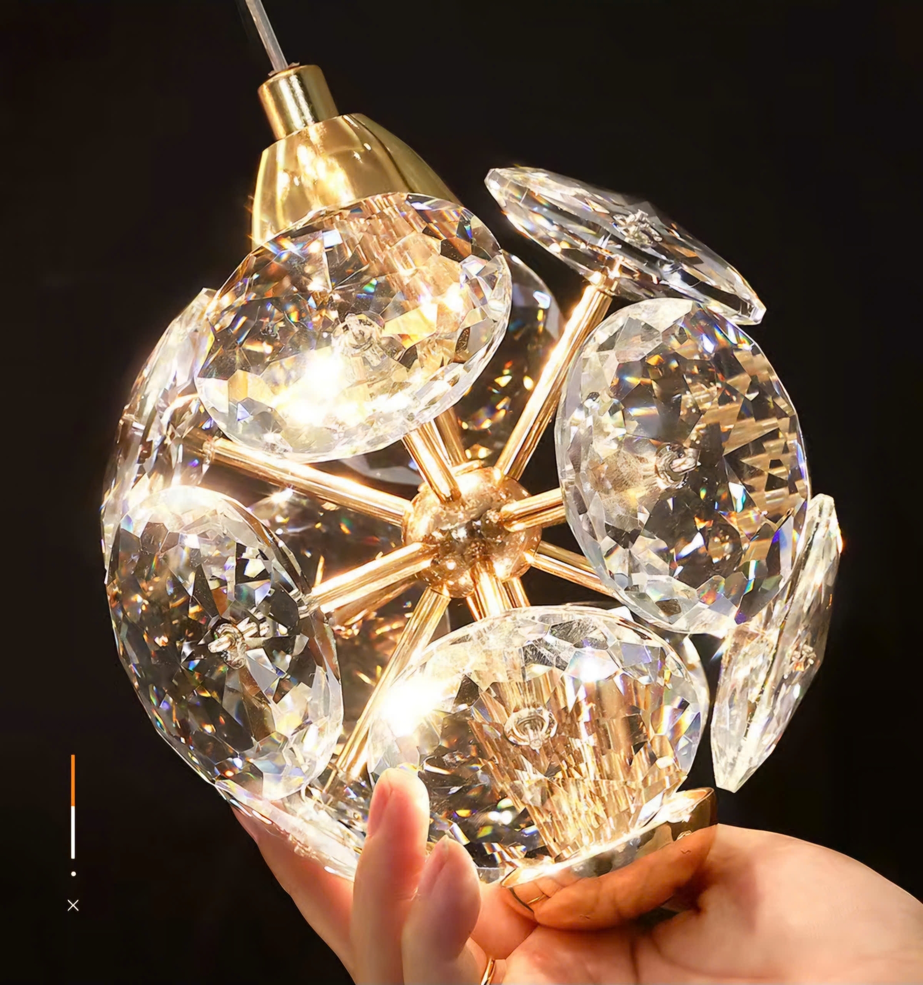 Bộ đèn chùm thông tầng TH540, mâm  inox gương trắng, gồm 55 quả thả tự do tích hợp led, mâm hình vuông  KT(mm): 1000 x 1000 x 3500